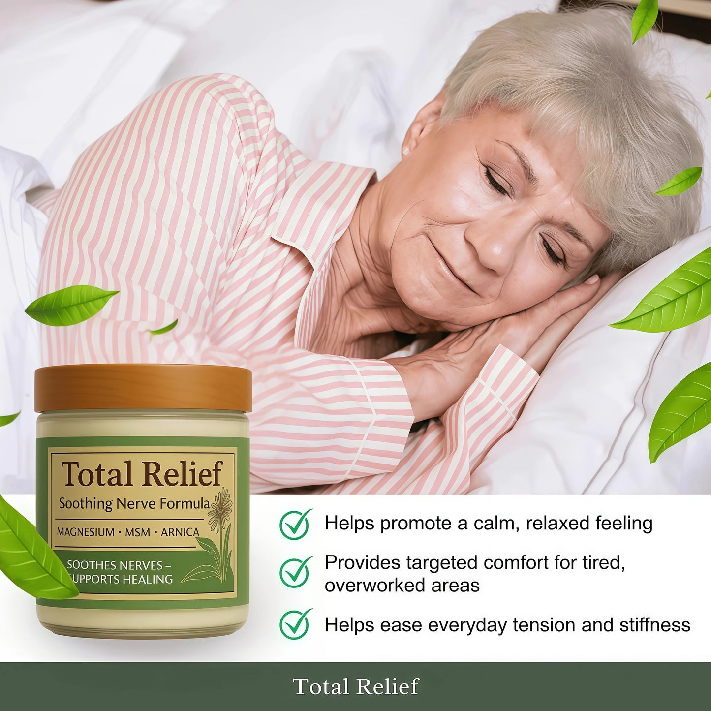 Total Relief - Magnesium Cream - Topical Lotion for Muscles, Joints & Legs - Magnesium Chloride with MSM, Arnica & B6 - Lightweight & Fast-Absorbing - 4 Fl Oz (Pack of 1)